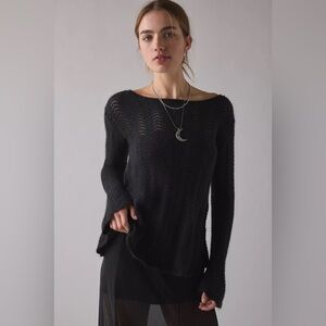 UO Kimchi Blue Lily Trapeze Bell Sleeve Pointelle Knit Sweater | Medium | NWT!